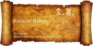 Kocsis Miksa névjegykártya